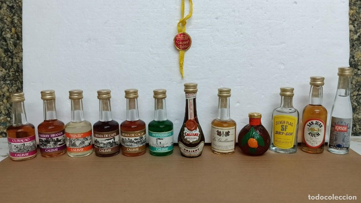 Otras botellas y bebidas antiguas de colecci&oacute;n: DESTILERIAS MOLLFULLEDA(ARENYS DE MAR)ESPECIALISTAS EN CALISAY.12 MINIATURAS DIFERENTES LICORES.