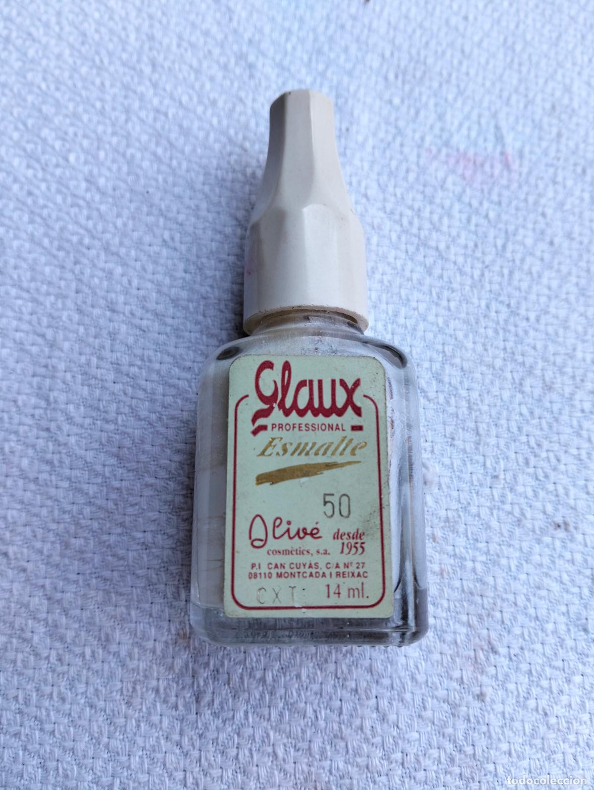 Otras botellas y bebidas antiguas de colecci&oacute;n: Esmalte de u&ntilde;as antiguo marca Glaux Oliv&eacute; transparente cosm&egrave;tics S.A, Moncada y Reixac a&ntilde;os 70