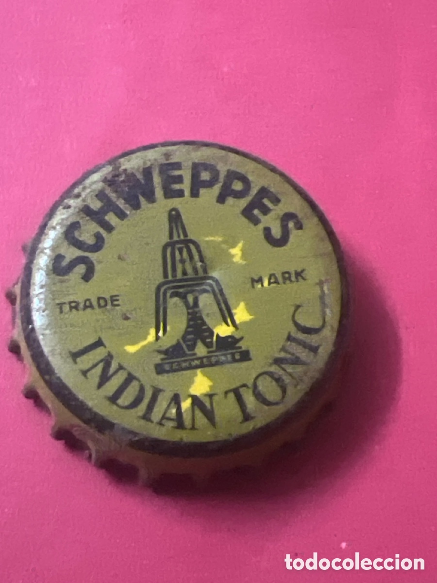 Otras botellas y bebidas antiguas de colecci&oacute;n: T4/130/E5. CHAPA T&Oacute;NICA ANTIGUA - SCHWEPPES INDIAN TONIC