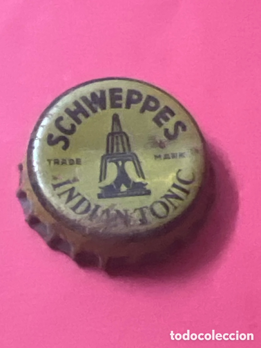 Otras botellas y bebidas antiguas de colecci&oacute;n: T4/X130/G4. CHAPA T&Oacute;NICA ANTIGUA - SCHWEPPES INDIAN TONIC
