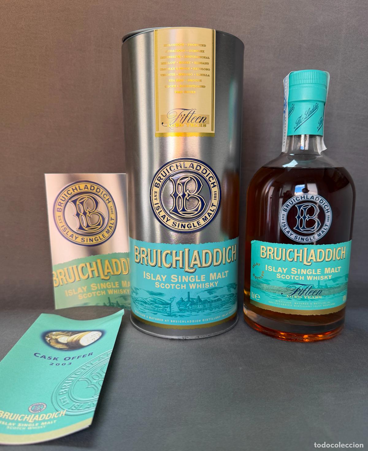 Otras botellas y bebidas antiguas de colecci&oacute;n: Bruichladdich , whisky , 700ml. 46%. precintada , 15 years , Islay single malt