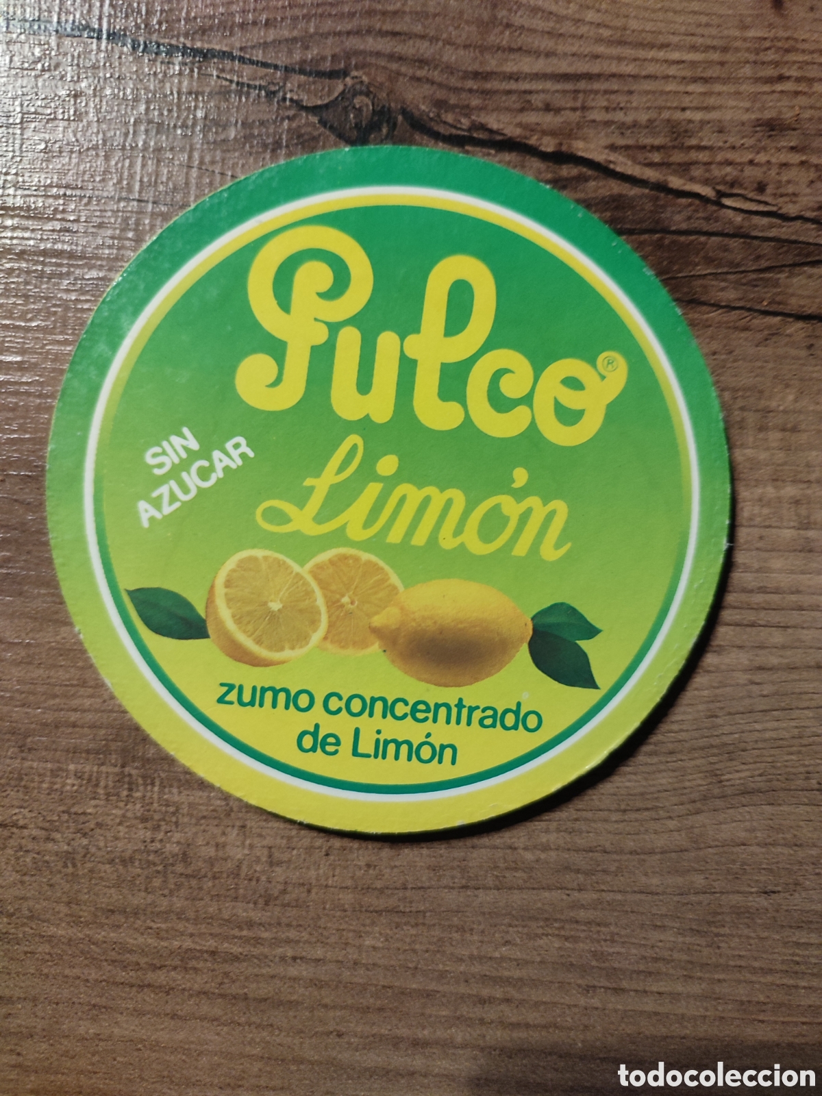 Otras botellas y bebidas antiguas de colecci&oacute;n: Posavaso madera Pulco Zumo Concentrado de Lim&oacute;n
