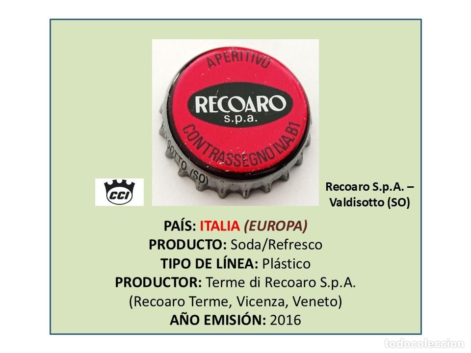 Otras botellas y bebidas antiguas de colecci&oacute;n: TAPON CORONA CAPSULA CHAPA SODA/REFRESCO REOCARO S.P.A. (ITALIA)