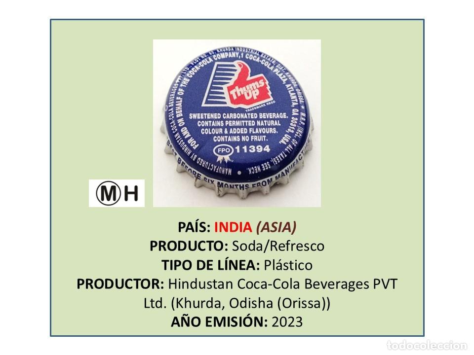 Otras botellas y bebidas antiguas de colecci&oacute;n: TAPON CORONA CAPSULA CHAPA SODA/REFRESCO THUMS UP (INDIA)