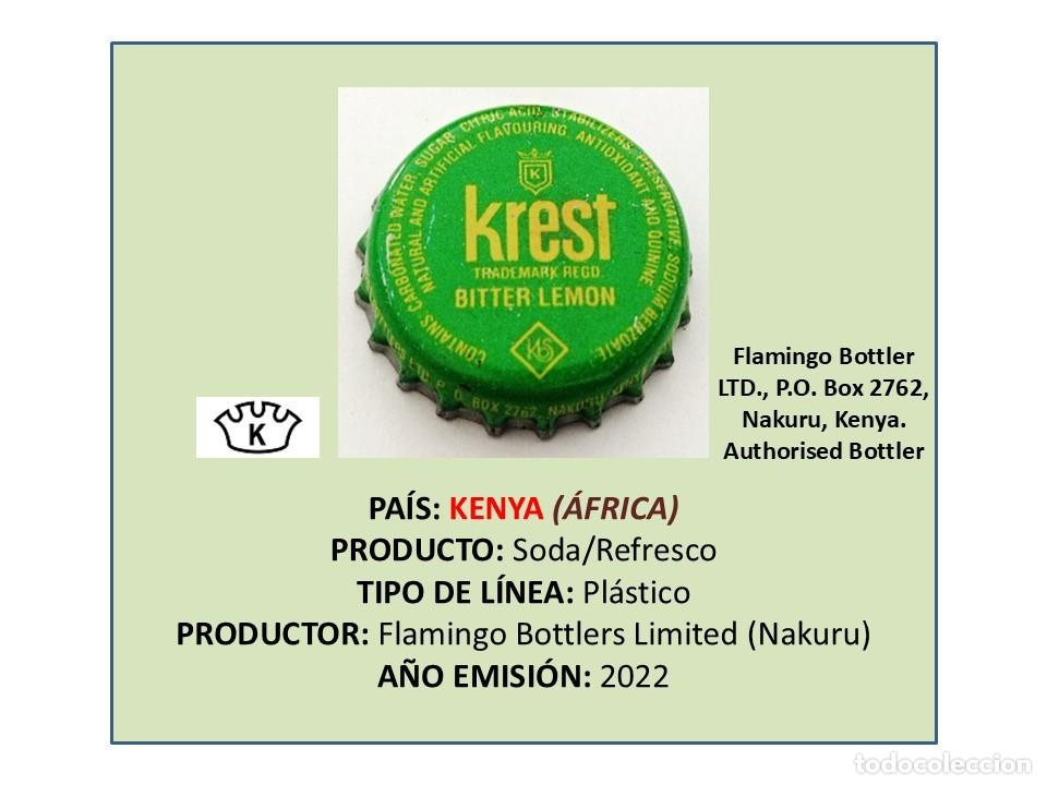 Otras botellas y bebidas antiguas de colecci&oacute;n: TAPON CORONA CAPSULA CHAPA SODA/REFRESCO KREST BITTER LEMON (KENYA)