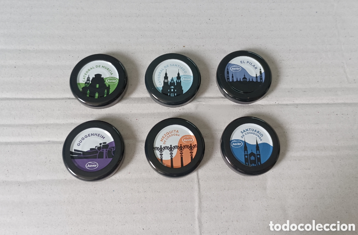 Otras botellas y bebidas antiguas de colecci&oacute;n: Lote de 6 tapas zumo Juver Selecci&oacute;n, promoci&oacute;n EXPERIENCIA MONUMENTAL, 2026 (monumentos de Espa&ntilde;a)