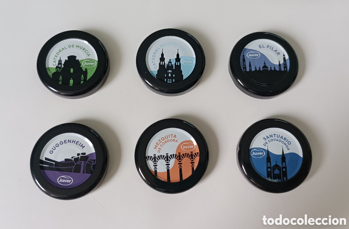 Otras botellas y bebidas antiguas de colecci&oacute;n: Lote de 6 tapas zumo Juver Selecci&oacute;n, promoci&oacute;n EXPERIENCIA MONUMENTAL, 2026 (monumentos de Espa&ntilde;a)