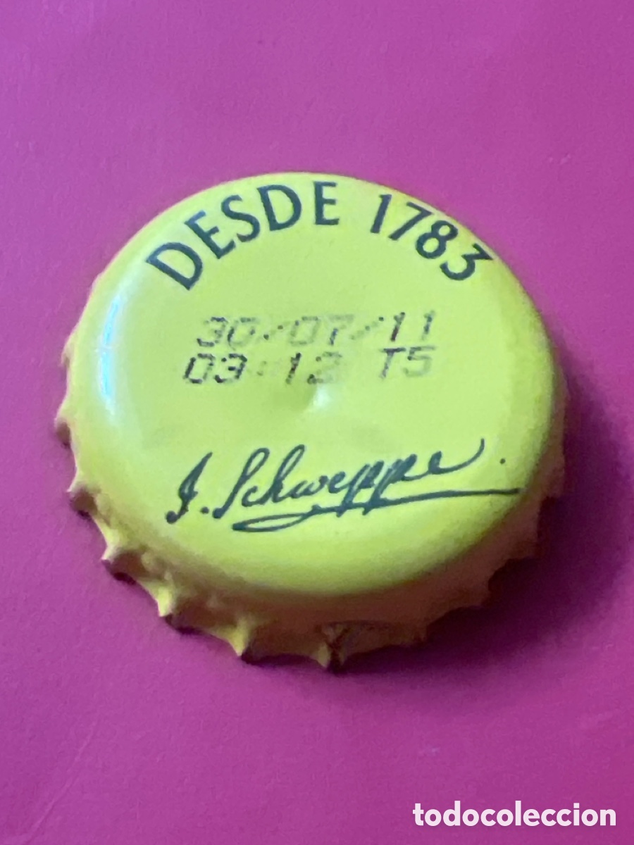 Otras botellas y bebidas antiguas de colecci&oacute;n: T4/X121/D2. CHAPA T&Oacute;NICA - SCHWEPPES