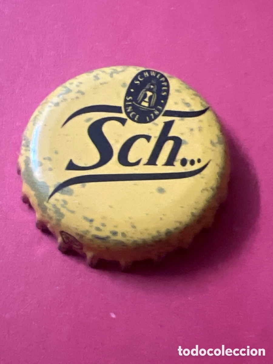 Otras botellas y bebidas antiguas de colecci&oacute;n: T4/X121/D4. CHAPA T&Oacute;NICA SCHWEPPES