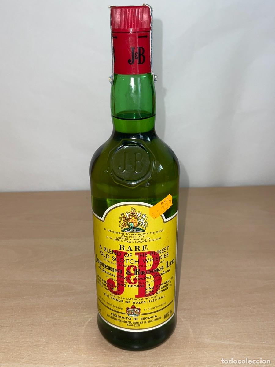 Otras botellas y bebidas antiguas de colecci&oacute;n: Antigua Botella J&B Rare Justerini & Brooks Old Scotch Whisky Destilled & Bottled in Scotland jb