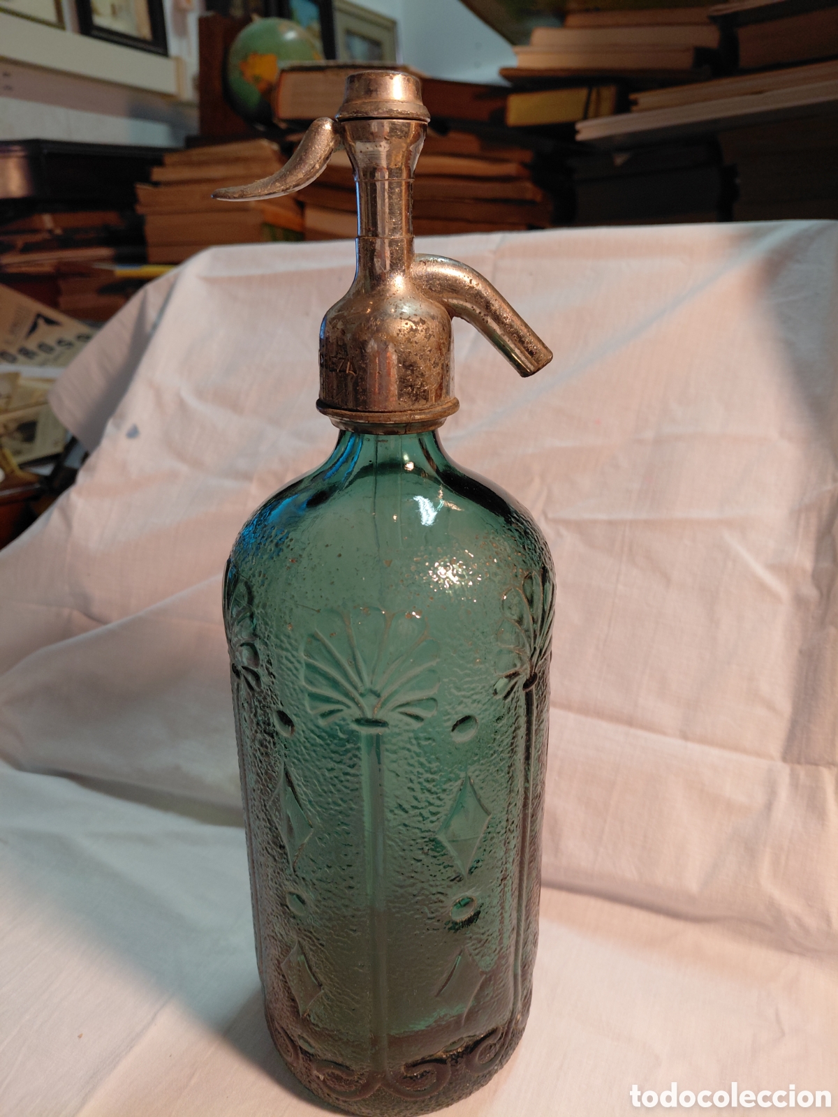 Otras botellas y bebidas antiguas de colecci&oacute;n: ANTIGUO SIFON CRISTAL VERDE. E.BARRANCA BARCELONA E.CASQUILLO HIJOS DE R.NICIEZA TEVERGA