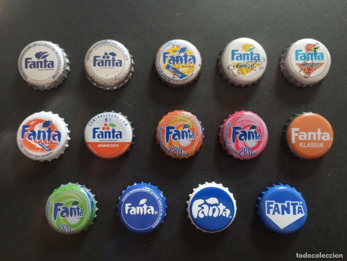 Otras botellas y bebidas antiguas de colecci&oacute;n: Lote de 14 chapas tap&oacute;n corona DIFERENTES de la marca FANTA