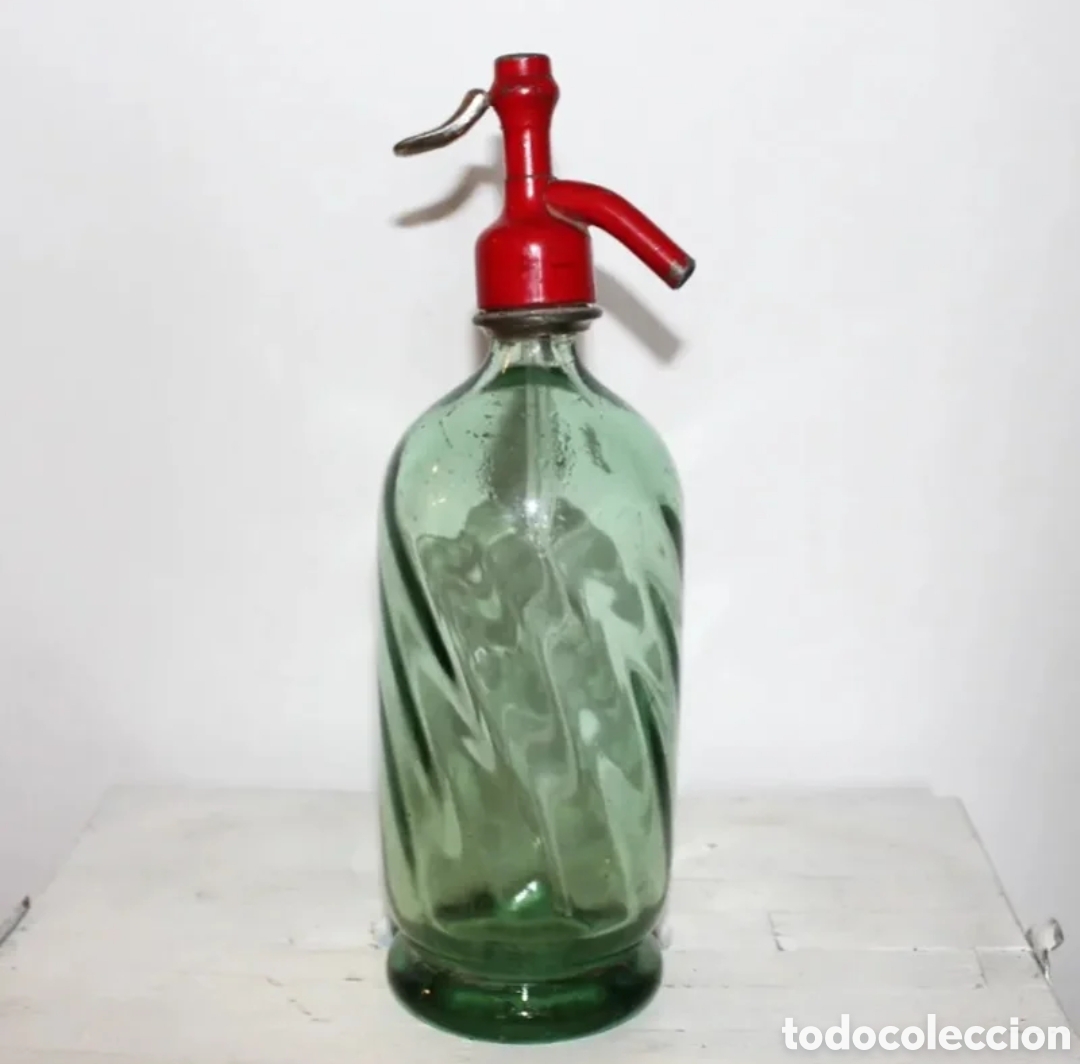 Otras botellas y bebidas antiguas de colecci&oacute;n: Precioso sif&oacute;n antiguo, con tap&oacute;n met&aacute;lico