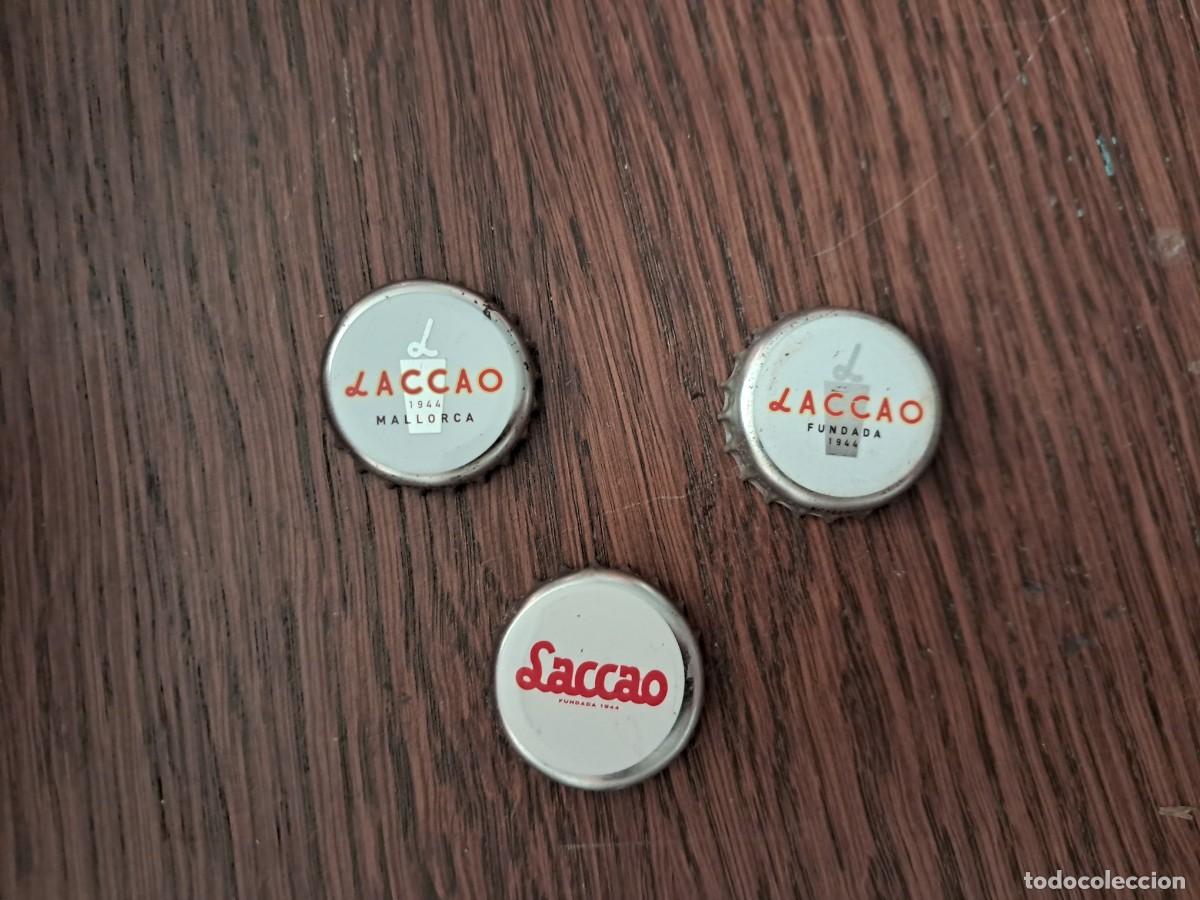 Otras botellas y bebidas antiguas de colecci&oacute;n: lote de 3 chapas tap&oacute;n corona de batido de chocolate, Laccao, Mallorca.