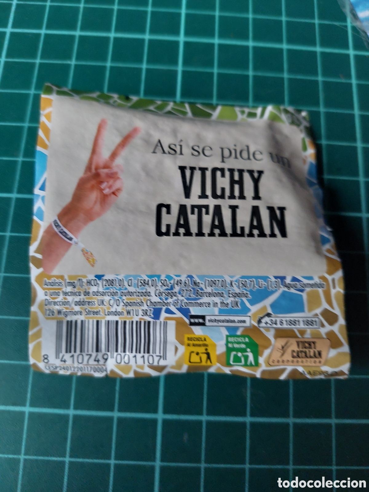 Otras botellas y bebidas antiguas de colecci&oacute;n: ETIQUETA AGUA MINERAL NATURAL VICHI CATALAN ESPA&Ntilde;A