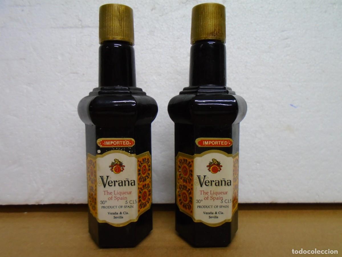 Otras botellas y bebidas antiguas de colecci&oacute;n: VERA&Ntilde;A,LICOR ESPA&Ntilde;OL,FABRICADO POR VERA&Ntilde;A&CIA(SEVILLA)2 BOTELLINES/MINIATURAS.