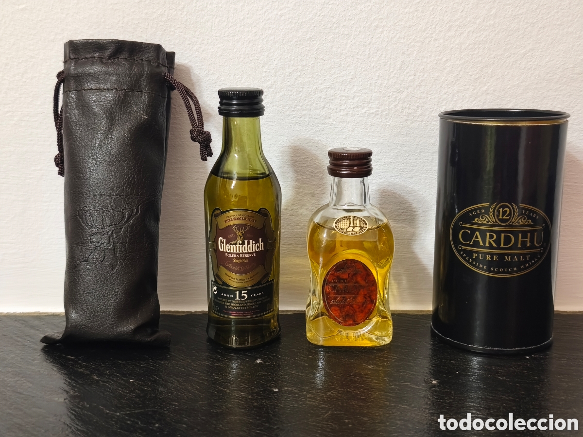 Otras botellas y bebidas antiguas de colecci&oacute;n: LOTE DE 2 BOTELLAS MINIATURAS DE WHISKY. CARDHU 12 A&Ntilde;OS Y GLENFIDDICH 15 A&Ntilde;OS