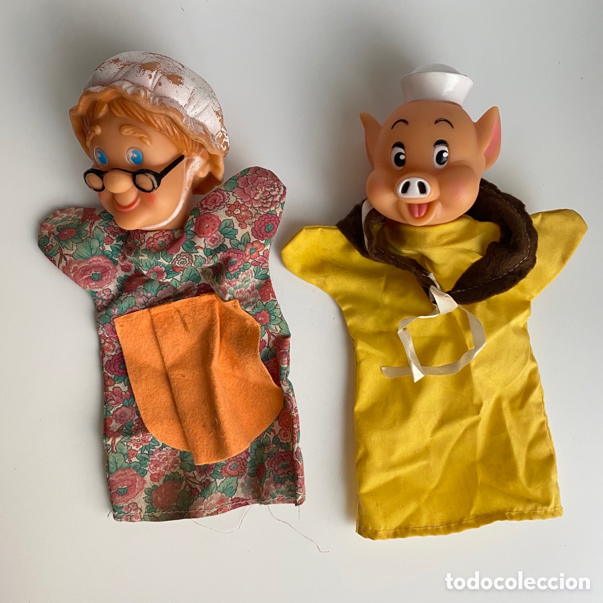 Otras Mu&ntilde;ecas de Famosa cl&aacute;sicas y de colecci&oacute;n: Lote antiguas Marionetas abuela y cerdito de los 3 cerditos de Famosa t&iacute;teres gui&ntilde;ol