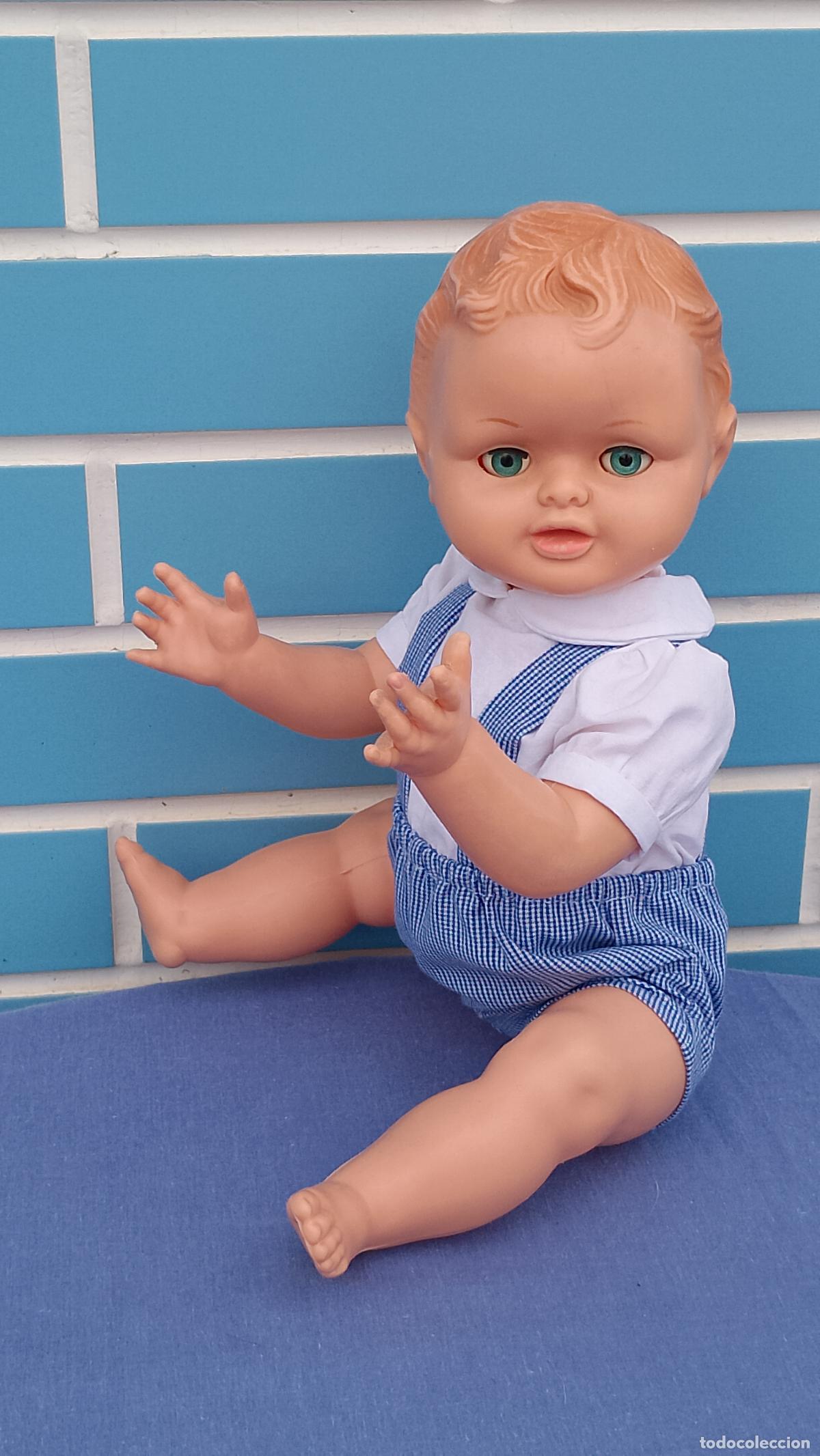 Otras Mu&ntilde;ecas de Famosa cl&aacute;sicas y de colecci&oacute;n: Mu&ntilde;eco beb&eacute; antiguo de Famosa de 38 cm de pelo moldeado, a&ntilde;os 50