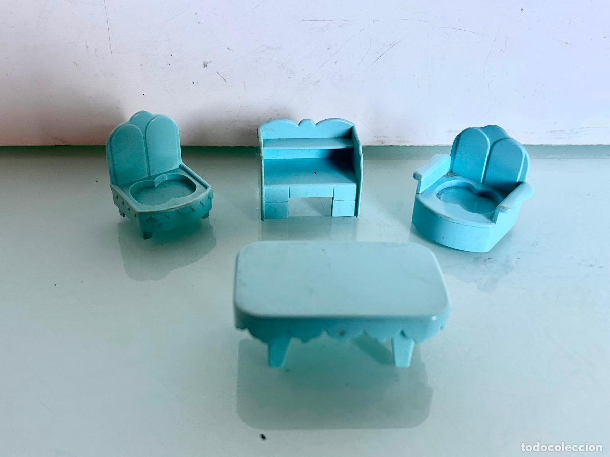 Otras Mu&ntilde;ecas de Famosa cl&aacute;sicas y de colecci&oacute;n: PIN Y PON FAMOSA-4 MUEBLES A&Ntilde;OS 80-SILLA MESA ESCRITORIO MU&Ntilde;ECA-LOTE P3