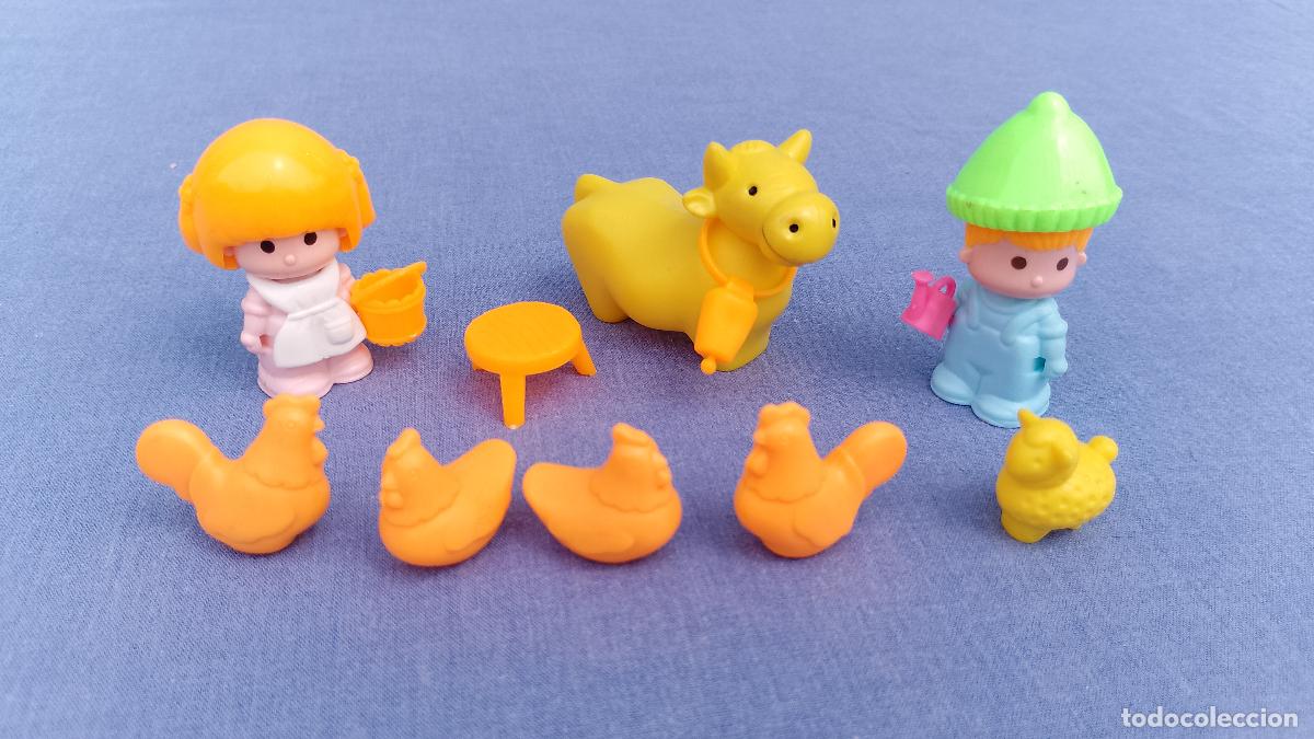 Otras mu&ntilde;ecas de Famosa cl&aacute;sicas y de colecci&oacute;n: Antiguo lote Pinypon granjeros con animales de Famosa