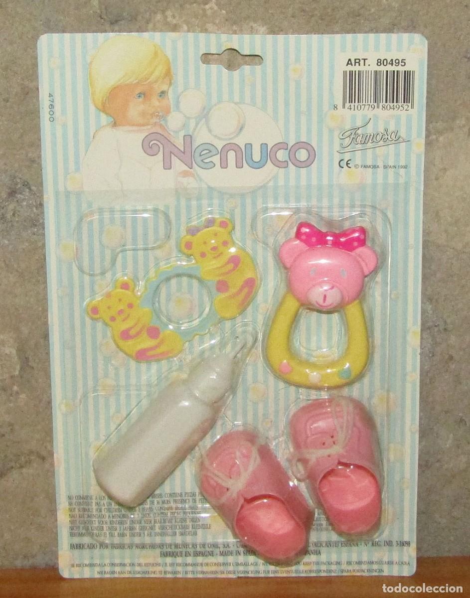 Otras mu&ntilde;ecas de Famosa cl&aacute;sicas y de colecci&oacute;n: ANTIGUO BLISTER NENUCO DE FAMOSA - REF. 80495 - ZAPATOS, BIBER&Oacute;N, SONAJERO... - NUEVO A ESTRENAR