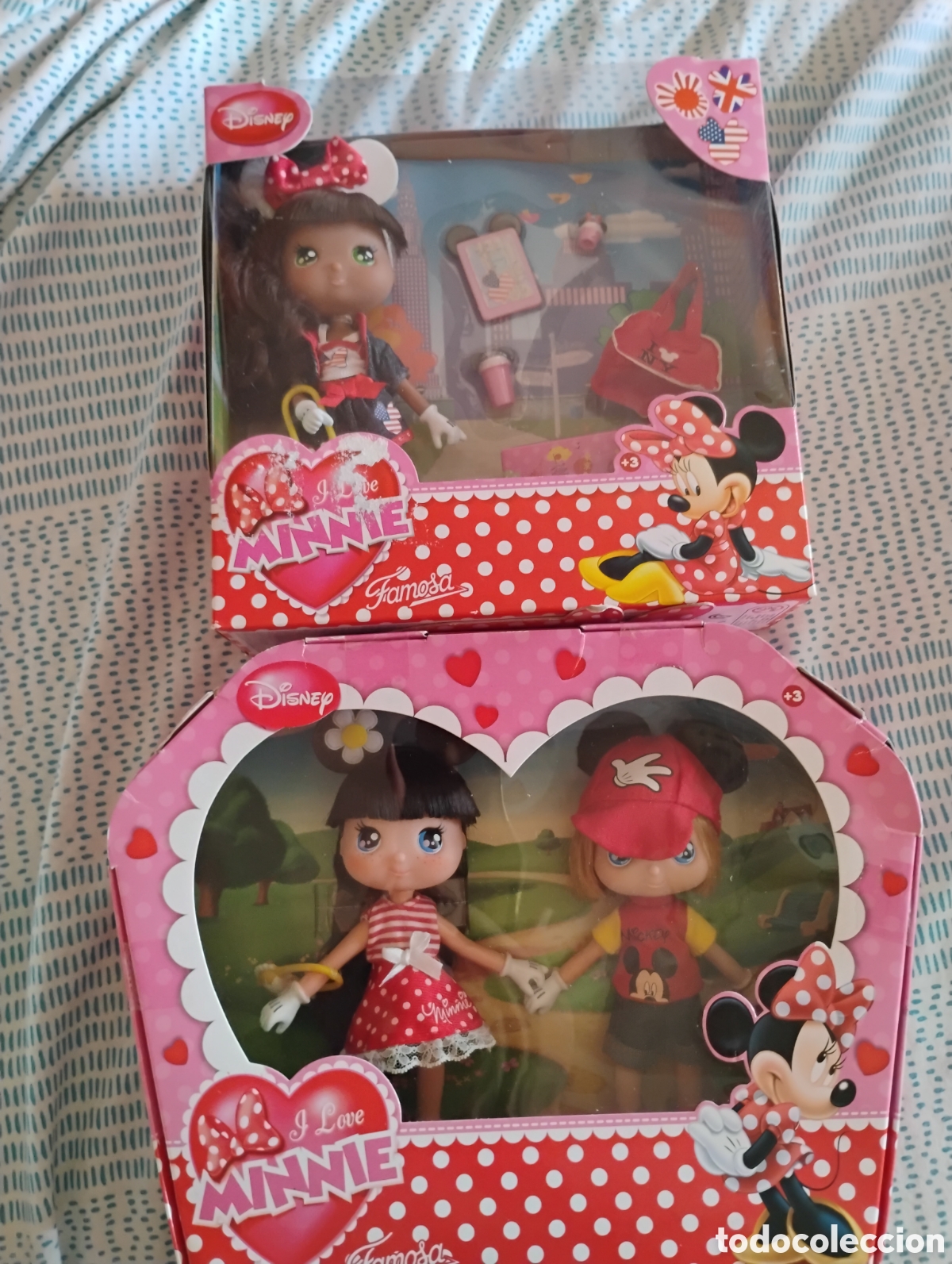Otras mu&ntilde;ecas de Famosa cl&aacute;sicas y de colecci&oacute;n: &diams;Lote 2 Sets Mu&ntilde;ecas I Love Minnie - Famosa (2014) - Nueva York + Pack Doble Ni&ntilde;a y Ni&ntilde;o. Nuevas.