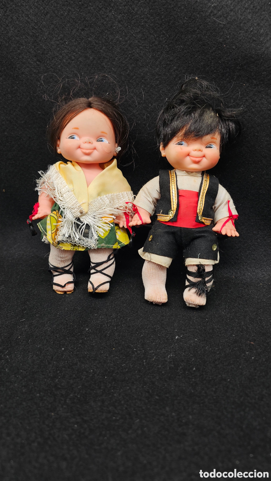 Otras mu&ntilde;ecas de Famosa cl&aacute;sicas y de colecci&oacute;n: pareja de mu&ntilde;ecos antiguos con trajes regionales aragoneses (baturro y baturra) de Famosa