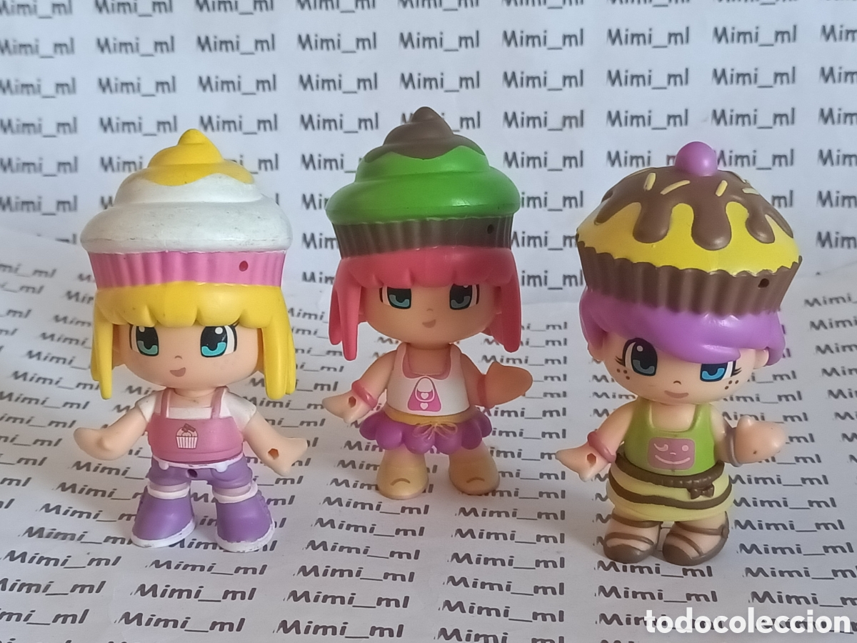 Otras mu&ntilde;ecas de Famosa cl&aacute;sicas y de colecci&oacute;n: Pinypon 3 figuras serie cupcakes mu&ntilde;ecas Famosa pinipon pin y pon
