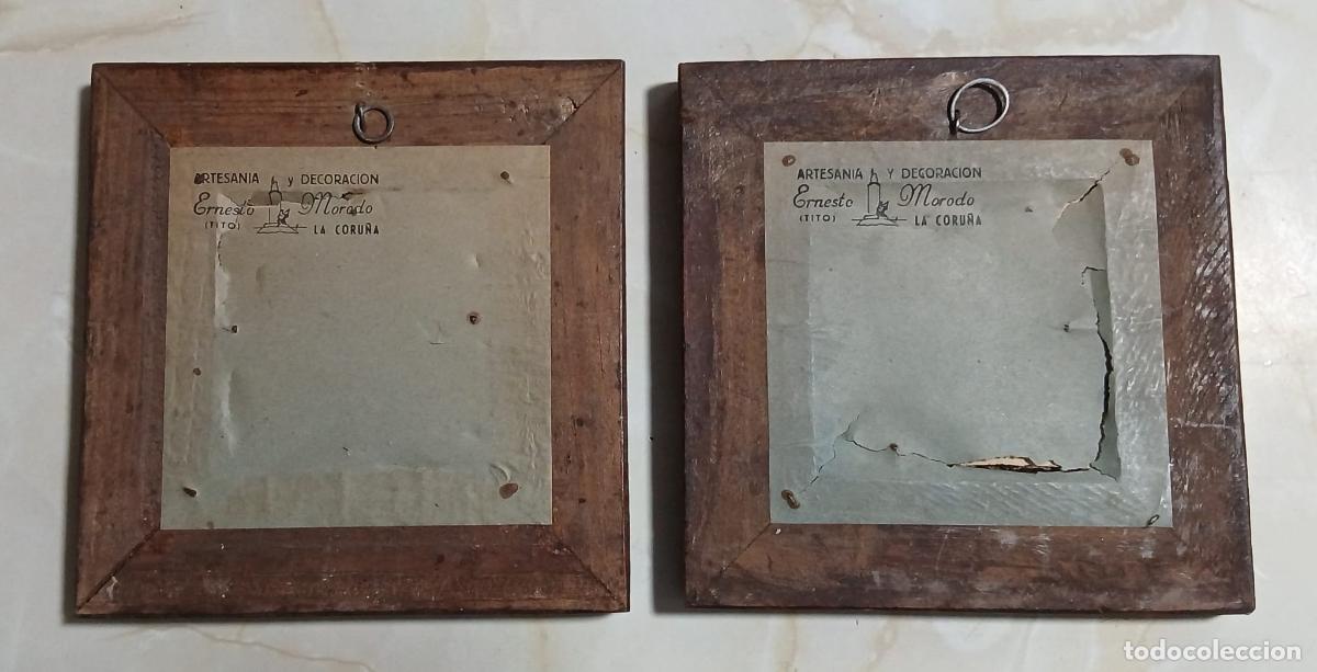 Autres Poup&eacute;es de Famosa: 2 marcos antiguos de madera con motivos gallegos / asturianos. 15 x 15 cm. Artesan&iacute;a y Decoraci&oacute;n