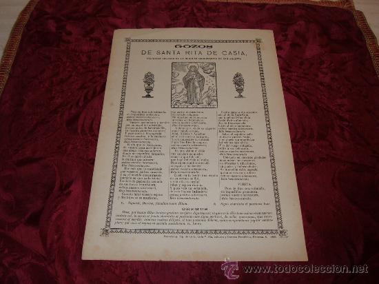 Otros Art&iacute;culos de Coleccionismo en Papel: gozos de santa rita de casia,religiosa calzada de la regular observancia de san agustin,tip h v pla