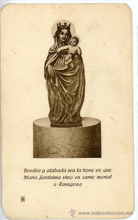 Otros Art&iacute;culos de Coleccionismo en Papel: ANTIGUA ESTAMPA RELIGIOSA DE LA VIRGEN DEL PILAR DE ZARAGOZA