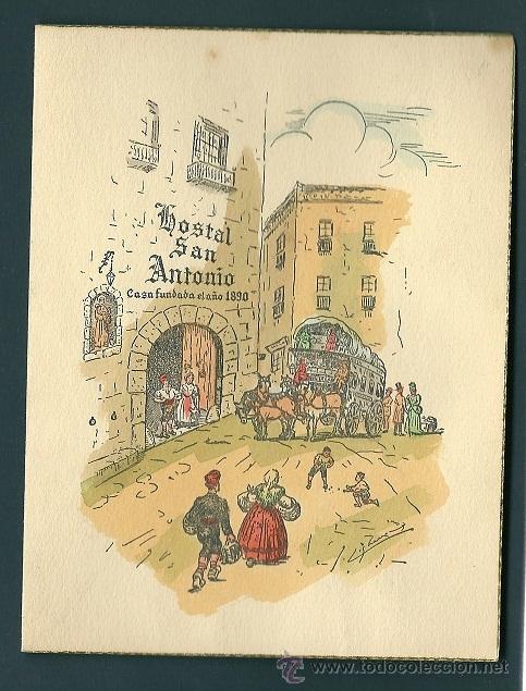 Otros art&iacute;culos de coleccionismo en papel: 6022W- HOSTAL SAN ANTONIO-MEN&Uacute; DE BODA &ndash; DIPTICA 14,5X11 CM -1962 ( LA HORMIGA DE ORO)
