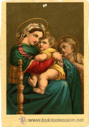 Otros Art&iacute;culos de Coleccionismo en Papel: ANTIGUA ESTAMPA DE LA VIRGEN DE LA SILLA. MADONNA DELLA SECCIOLA