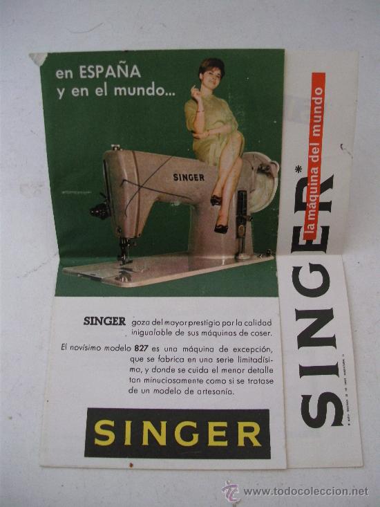 Otros Art&iacute;culos de Coleccionismo en Papel: folleto publicitario maquina de coser singer modelo 827 - 1962 (24x19cm aprox abierto)