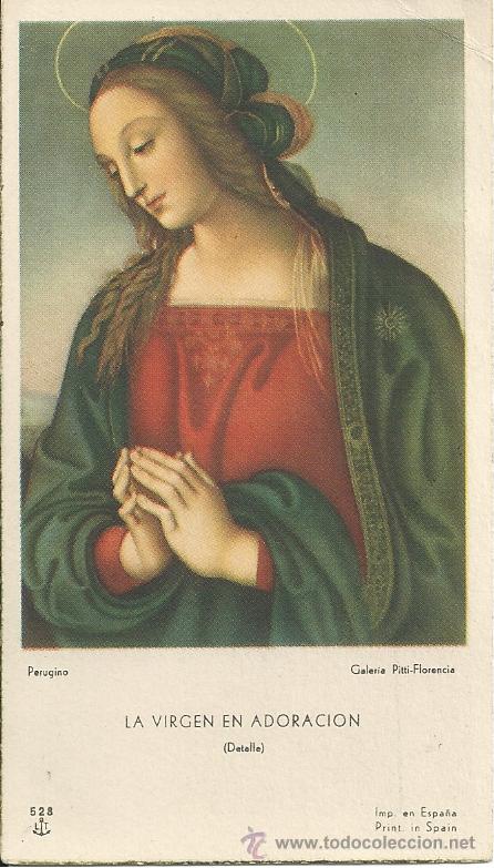 Otros Art&iacute;culos de Coleccionismo en Papel: ESTAMPA DE LA VIRGEN EN ADORACI&Oacute;N, DETALLE DE LA OBRA DE PERUGINO.