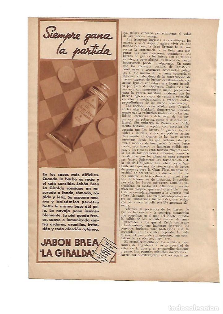 Outros artigos de papel: A&Ntilde;O 1936 RECORTE PRENSA PUBLICIDAD JABON BREA LA GIRALDA ESPUMA AFEITADO