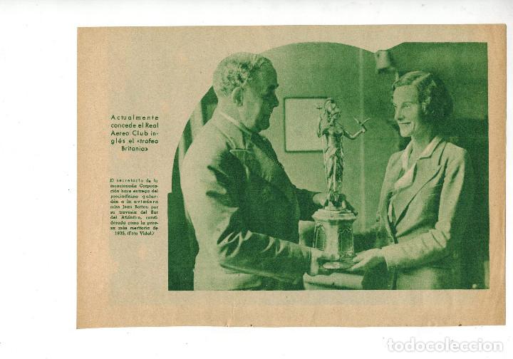 Outros artigos de papel: A&Ntilde;O 1936 RECORTE PRENSA TROFEO BRITANIA REAL AEREO CLUB AVIACION JEAN BATTEN TRAVESIA SUR ATLANTICO