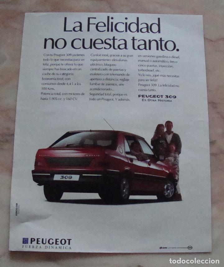 Otros Art&iacute;culos de Coleccionismo en Papel: HOJA PUBLICIDAD SACADA REVISTA A&Ntilde;OS 90 PEUGEOT 309