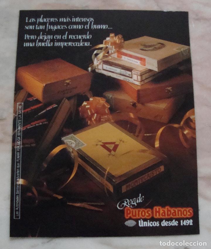 Otros Art&iacute;culos de Coleccionismo en Papel: HOJA PUBLICIDAD SACADA REVISTA A&Ntilde;OS 90 PUROS HABANOS