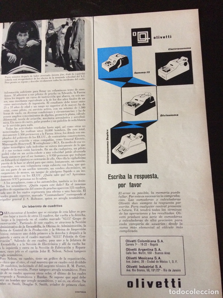 Paper Collecting Others: Publicidad m&aacute;quina de escribir Olivetti de 1956