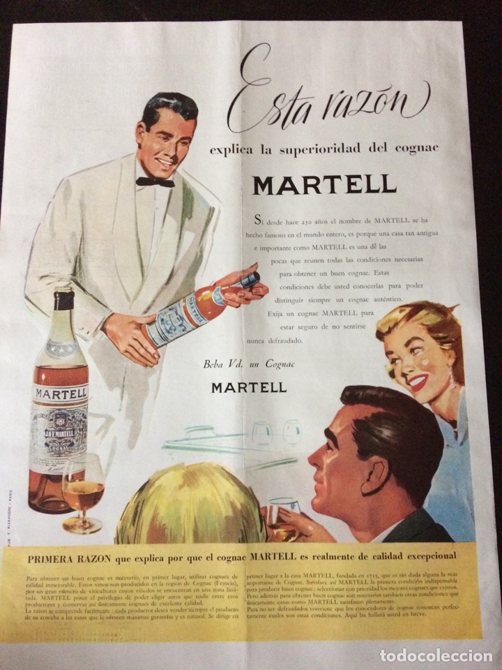 Paper Collecting Others: Publicidad bebida Cognac Martell de 1956