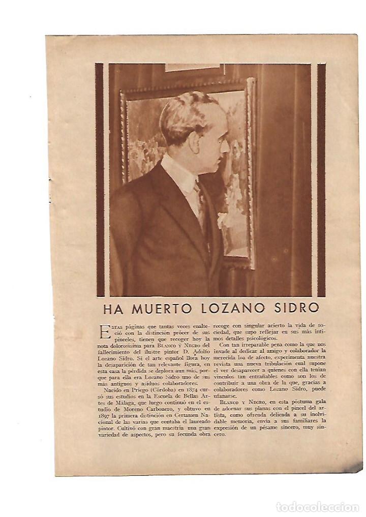 Outros artigos de papel: A&Ntilde;O 1935 RECORTE PRENSA PINTURA MUERTE ADOLFO LOZANO SIDRO PINTOR PRIEGO DE CORDOBA