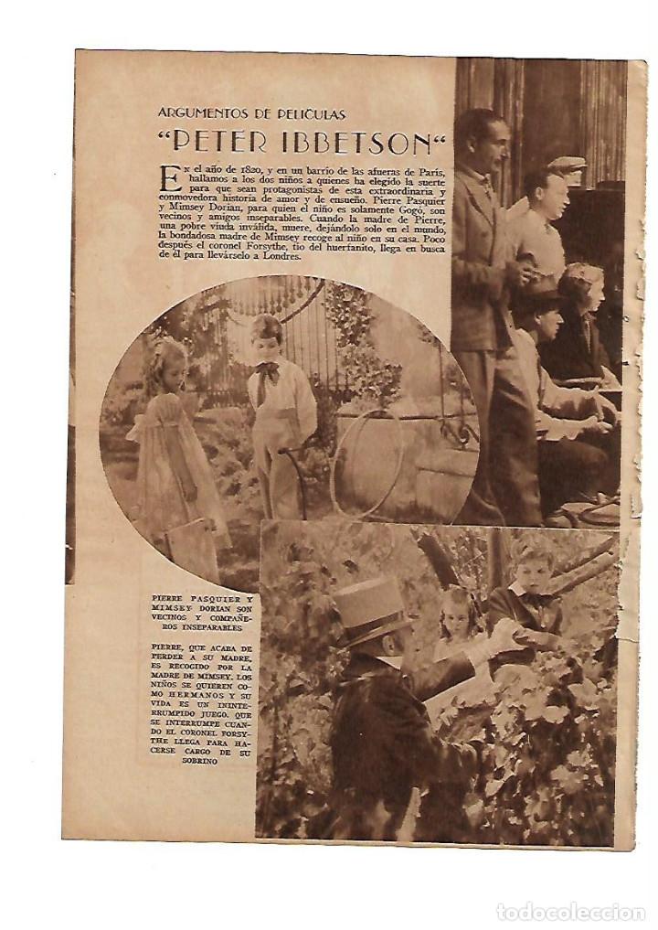 Otros Art&iacute;culos de Coleccionismo en Papel: A&Ntilde;O 1935 RECORTE PRENSA CINE ARGUMENTOS DE PELICULAS PETER IBBETSON PELICULA ARGUMENTO GARY COOPER
