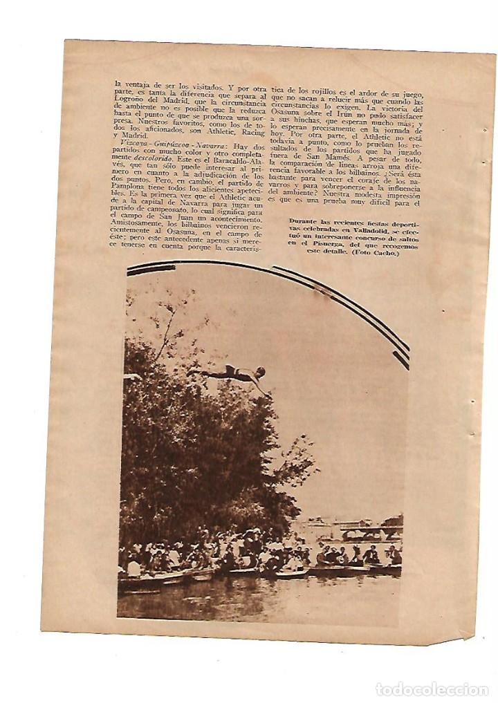 Otros Art&iacute;culos de Coleccionismo en Papel: A&Ntilde;O 1934 RECORTE PRENSA DEPORTES NATACION SALTOS VALLADOLID CONCURSO DE SALTOS EN EL PISUERGA