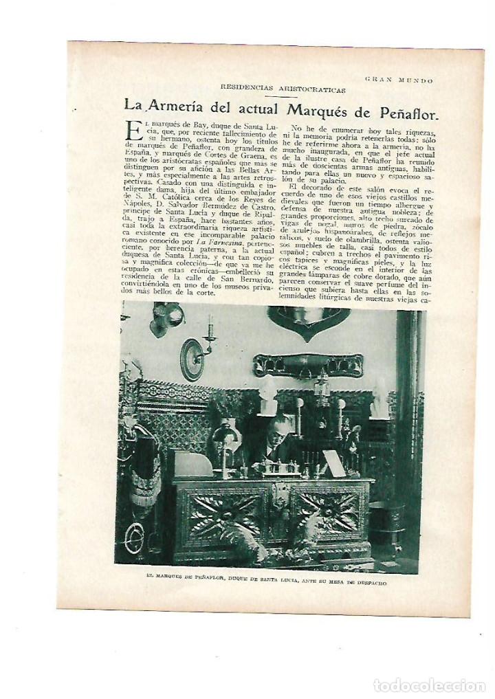 Otros art&iacute;culos de coleccionismo en papel: A&Ntilde;O 1929 RECORTE PRENSA LA ARMERIA MARQUES DE PE&Ntilde;AFLOR DUQUE DE SANTA LUCIA ARISTOCRACIA RESIDENCIA