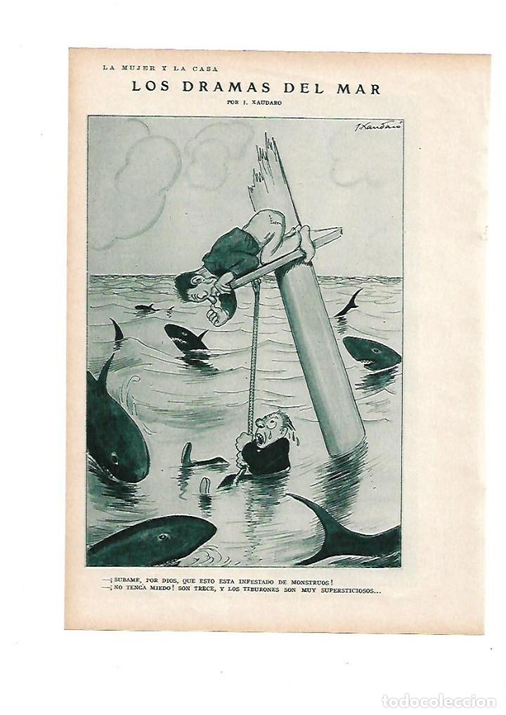 Otros art&iacute;culos de coleccionismo en papel: A&Ntilde;O 1929 RECORTE PRENSA COMIC HUMOR DIBUJO HUMORISTICO DE XAURADO LOS DRAMAS DEL MAR CARICATURA
