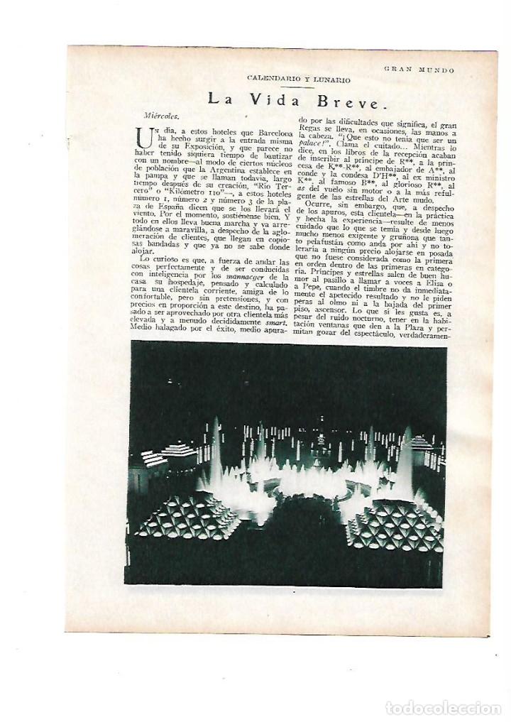 Otros art&iacute;culos de coleccionismo en papel: A&Ntilde;O 1929 RECORTE PRENSA FUENTE MAGICA MONTJUICH BARCELONA RELATO DE LA ESTANCIA DE DOS DIAS EN BCNA