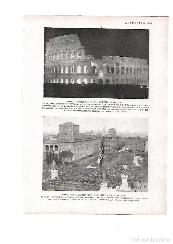 Otros Art&iacute;culos de Coleccionismo en Papel: A&Ntilde;O 1929 RECORTE PRENSA ROMA EDISSON ILUMINACION COLISEUM CONMEMORACION REGIMEN FASCISTA