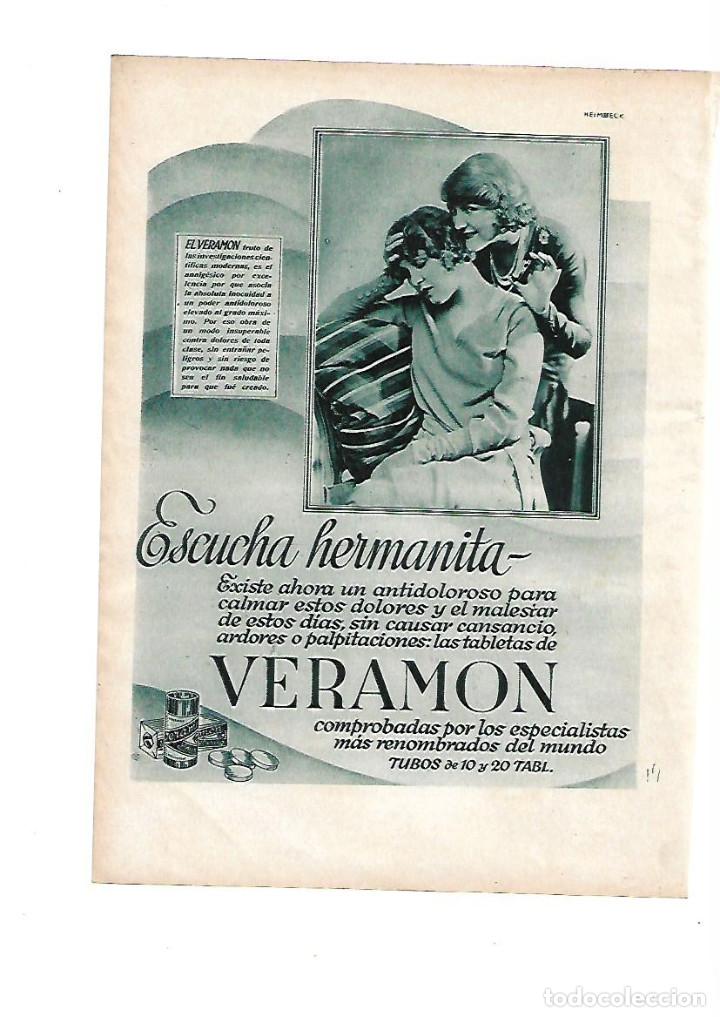 Otros Art&iacute;culos de Coleccionismo en Papel: A&Ntilde;O 1929 RECORTE PRENSA PUBLICIDAD TABLETAS CALMANTE VERAMON